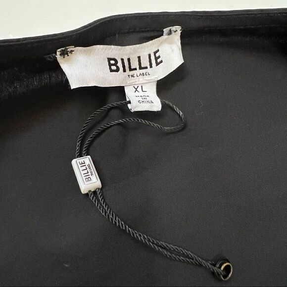 BILLIE The Label NWT XLarge Alexa Poplin Mini Dress Black Long sleeve - Picture 3 of 12